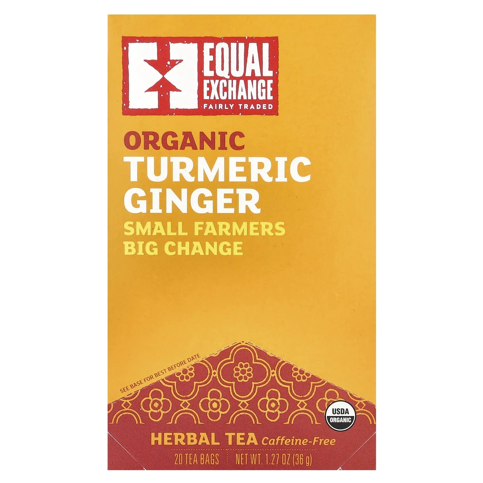 Equal Exchange - Organic Turmeric Ginger Tea, 20 Ct (Pack of 6) - Kosher Herbal Tea