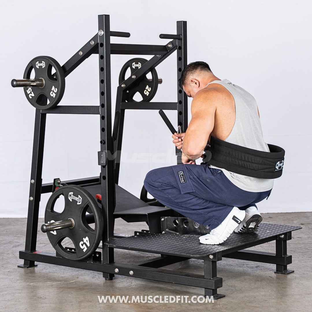 Excel Belt Squat - Muscle D Fitness - Plate Loaded Belt Squat w/ Plate Storage