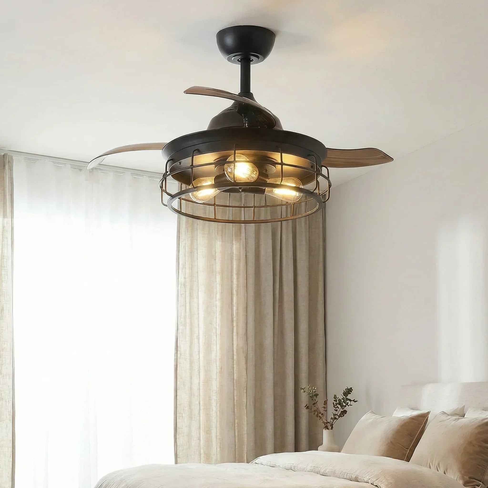 36" Pickett Industrial Downrod Mount Ceiling Fan with Lighting and Remote Control