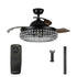 42" Modern Downrod Mount Crystal Ceiling Fan with Lighting and Remote Control