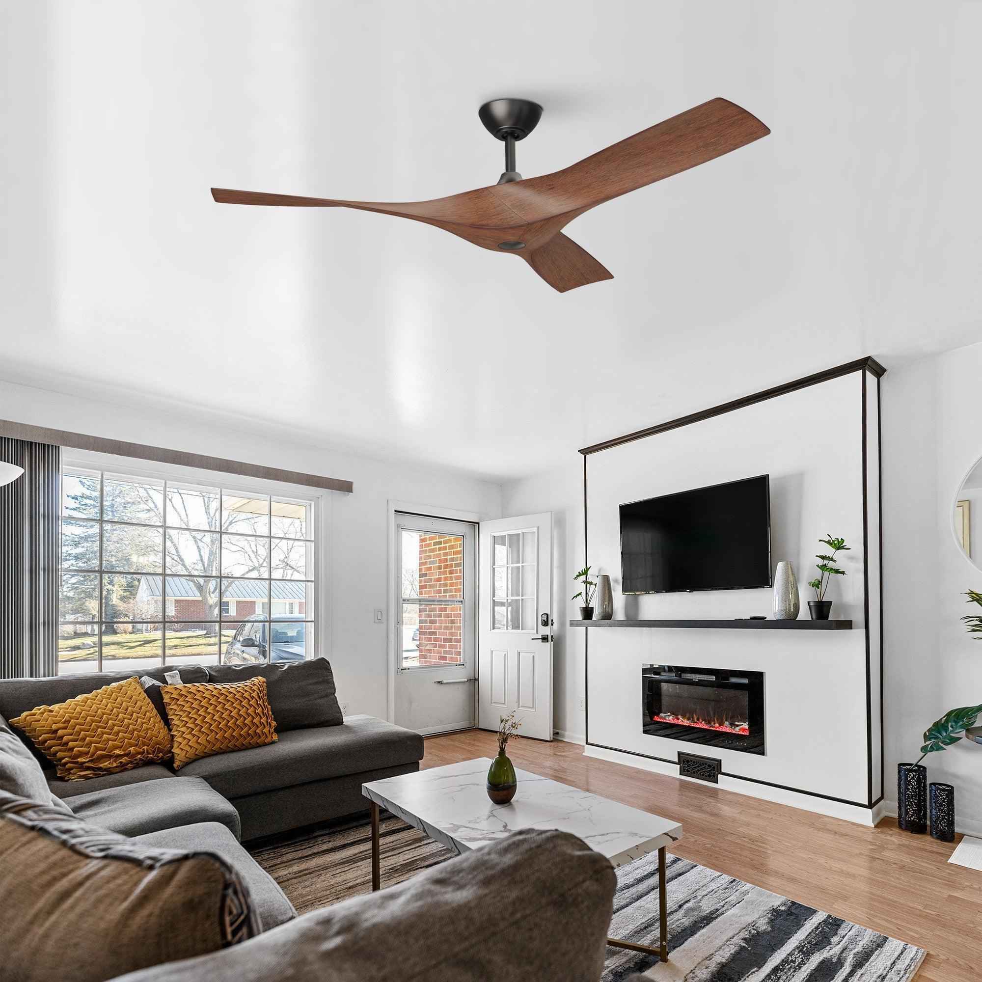 52" Windmill Industrial DC Motor Downrod Mount Reversible Ceiling Fan with Remote Control