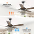 52" Nowthen Modern Crystal Chandelier Ceiling Fan with Led Light and Remote Control 5 Blades Chrome