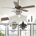 52" Nowthen Modern Crystal Chandelier Ceiling Fan with Led Light and Remote Control 5 Blades Chrome