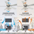 52" Nowthen Modern Crystal Chandelier Ceiling Fan with Led Light and Remote Control 5 Blades Chrome