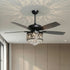 52” Wethington Modern Crystal Chandelier Ceiling Fan with Light And Remote Control Black