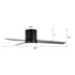 48" Flush Mount Ceiling Fan 3 Blades with LED Lighting and Remote Control
