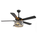 52" Dicken Modern Downrod Mount Reversible Crystal Ceiling Fan with Lighting