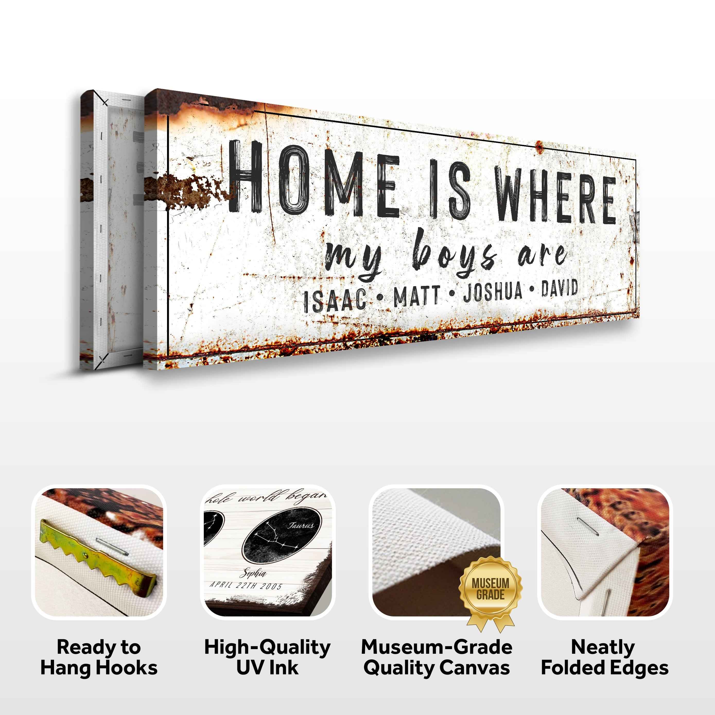 Home Is Where My Boys Are Family Sign IV