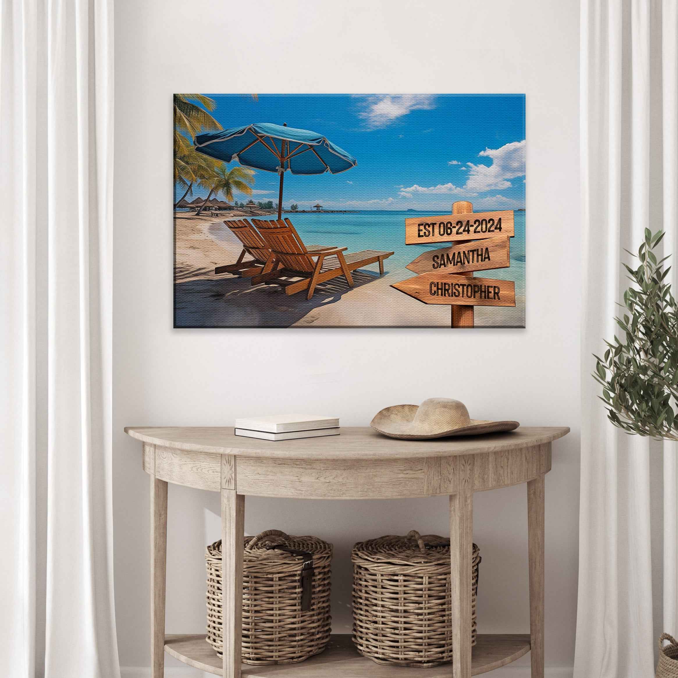 Summer Beach Family Names Sign