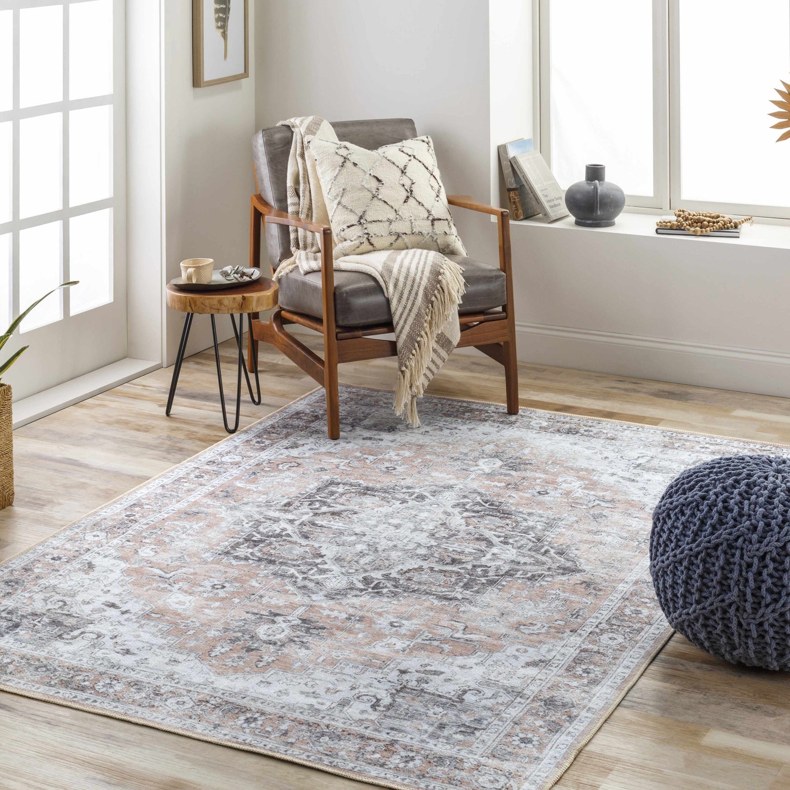 Fatih Flat Pile Washable Rug