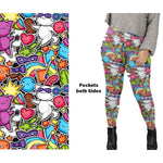 Anime Cats Leggings Full Length Adult with Pockets
