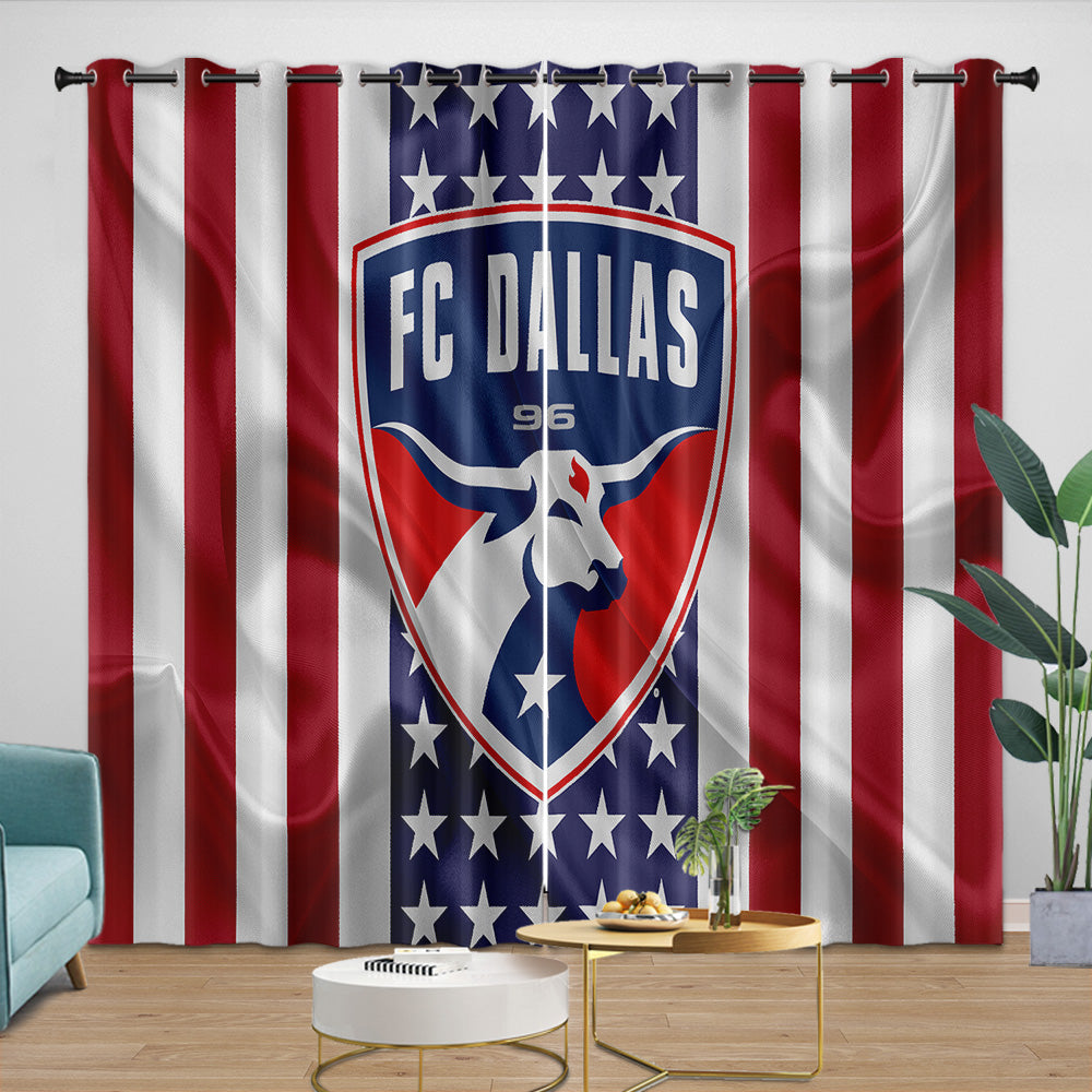 FC Dallas Curtains Blackout Window Drapes Room Decoration