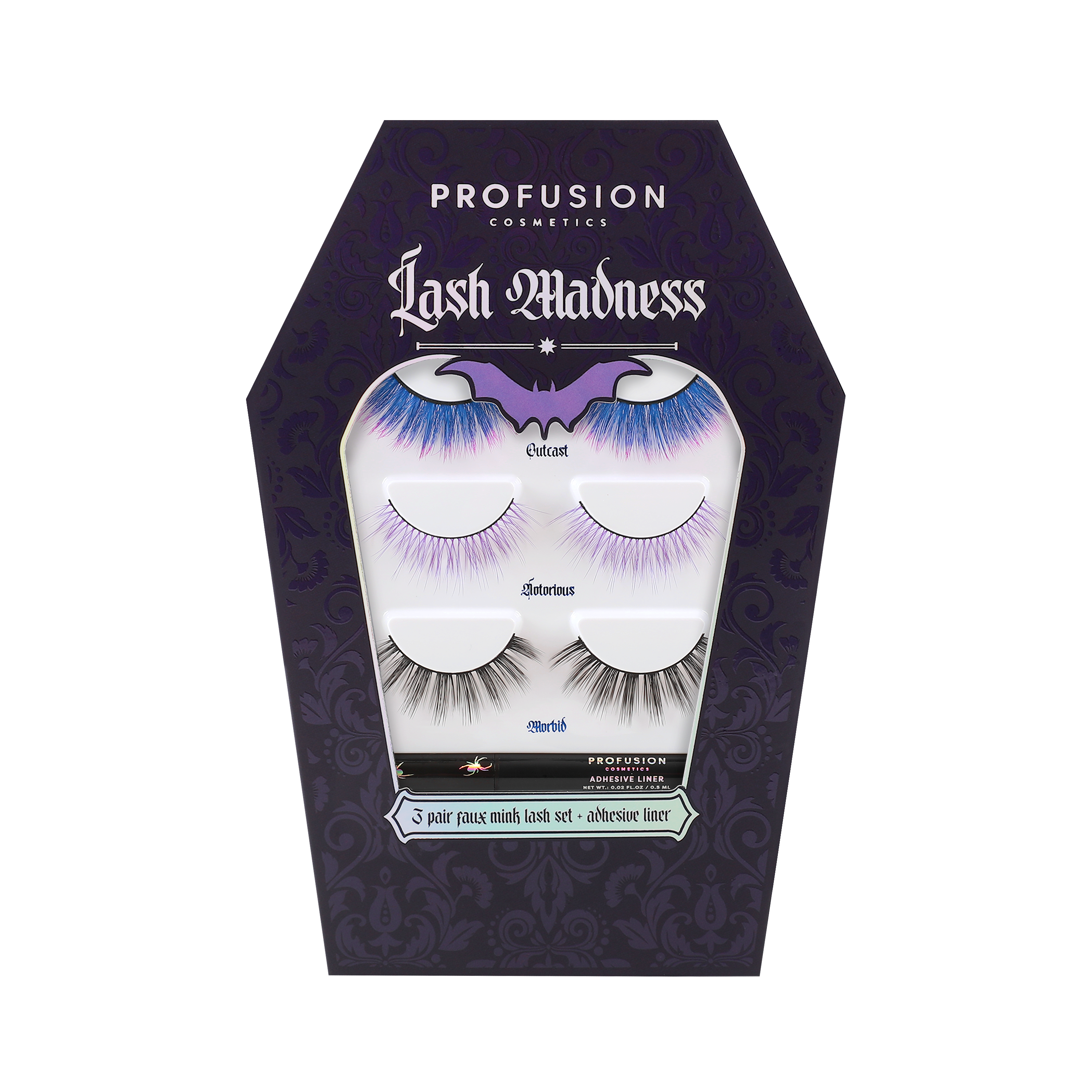 Lash Madness-3 Pair Faux Mink Lash Set Adhesive