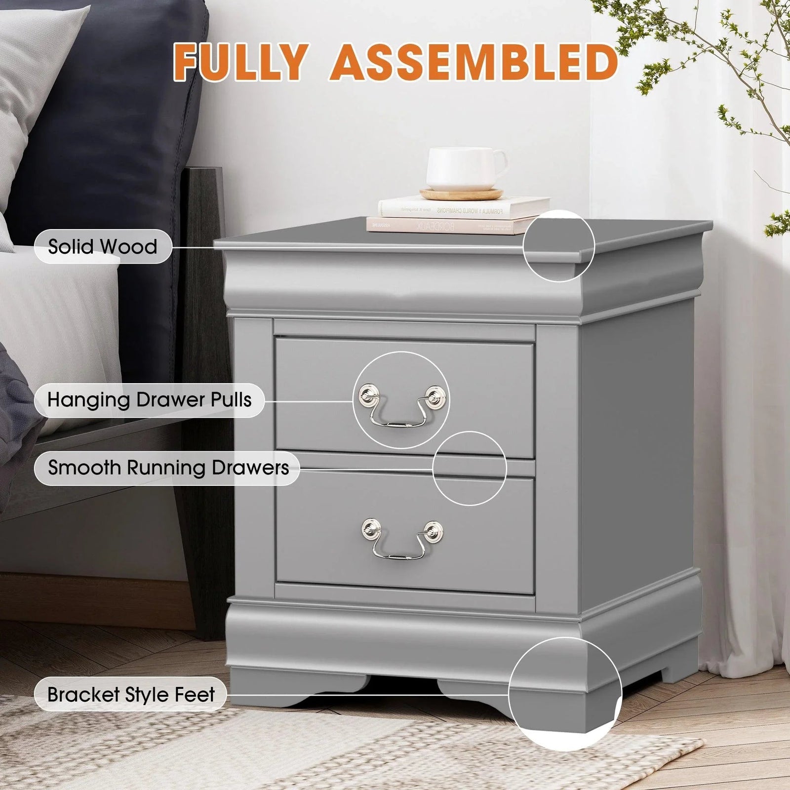 Furniture of America Night Stand Louis Philippe