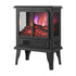 Black Electric Heater Free Standing Stove, 3D Flame Overheat Protection Adjustable Thermostat, 1500W
