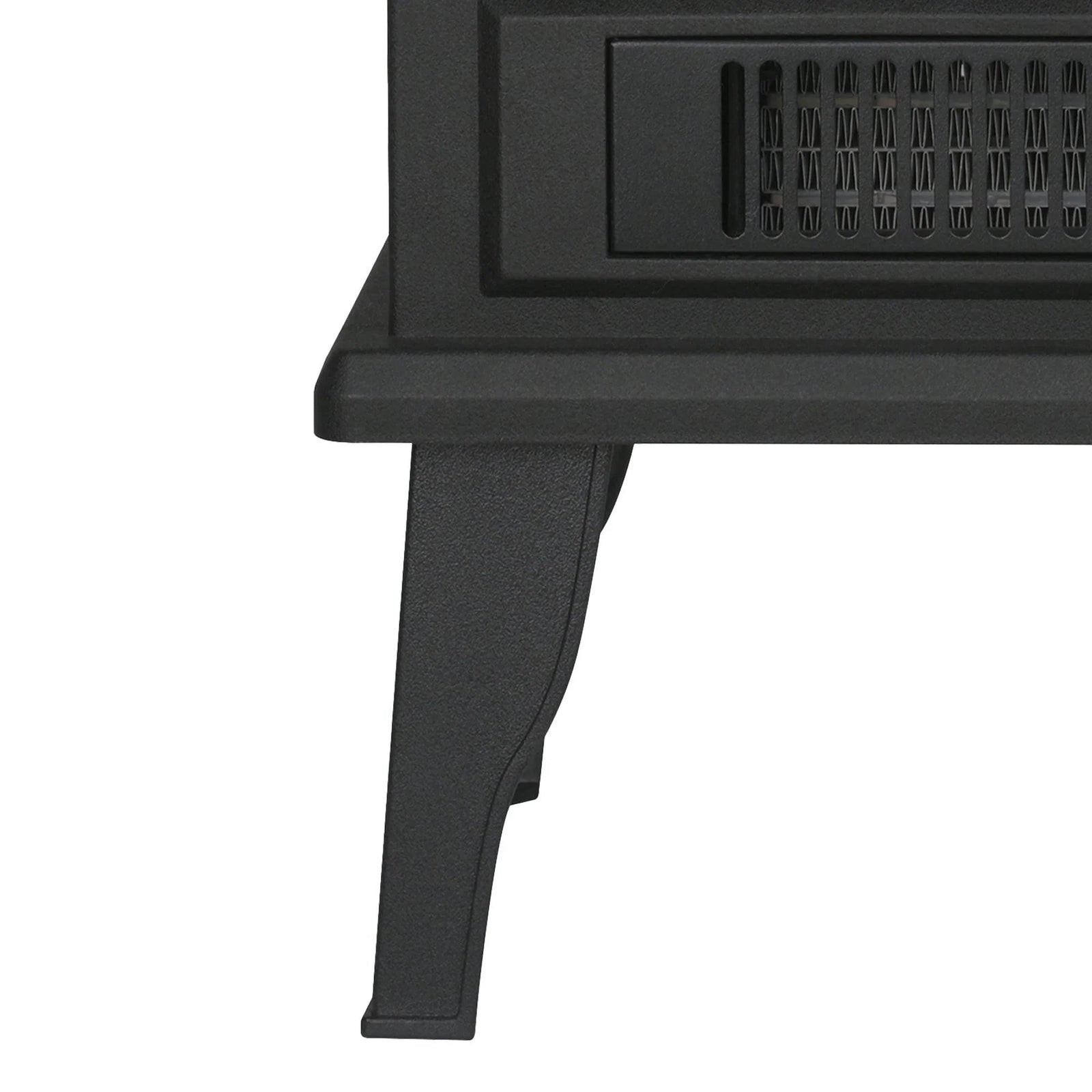 Black Electric Heater Free Standing Stove, 3D Flame Overheat Protection Adjustable Thermostat, 1500W