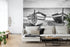 Black and White Nautical Theme Wallpaper Mural. Boat on Shore Wall Mural. #FT-380