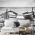 Black and White Nautical Theme Wallpaper Mural. Boat on Shore Wall Mural. #FT-380