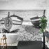 Black and White Nautical Theme Wallpaper Mural. Boat on Shore Wall Mural. #FT-380