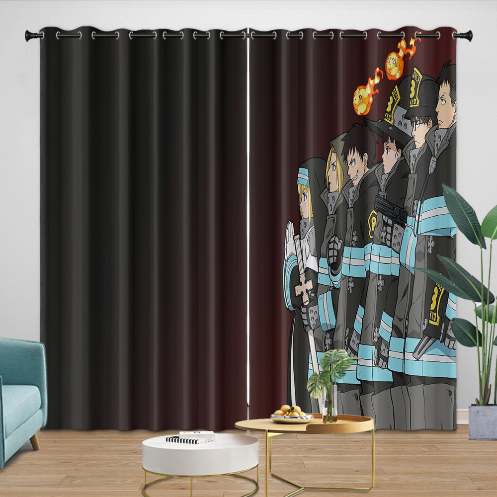 Fire Force Curtains Blackout Window Drapes Room Decoration