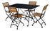 Five Piece Dining Set with 32 x 48" Steel Top Table and Four Natural African Teak Side Chairs