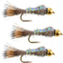 3 Pack Tungsten Bead Head Flash Back Gold Ribbed Hare's Ear Nymph Fly Fishing Flies Hook Size 10