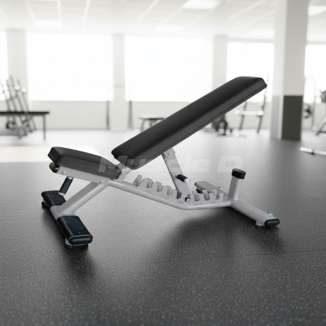 Flat to Incline Bench - Muscle D Fitness - 11 Gauge Steel - Commercial Upholstery - Seat and Back are Adjustable