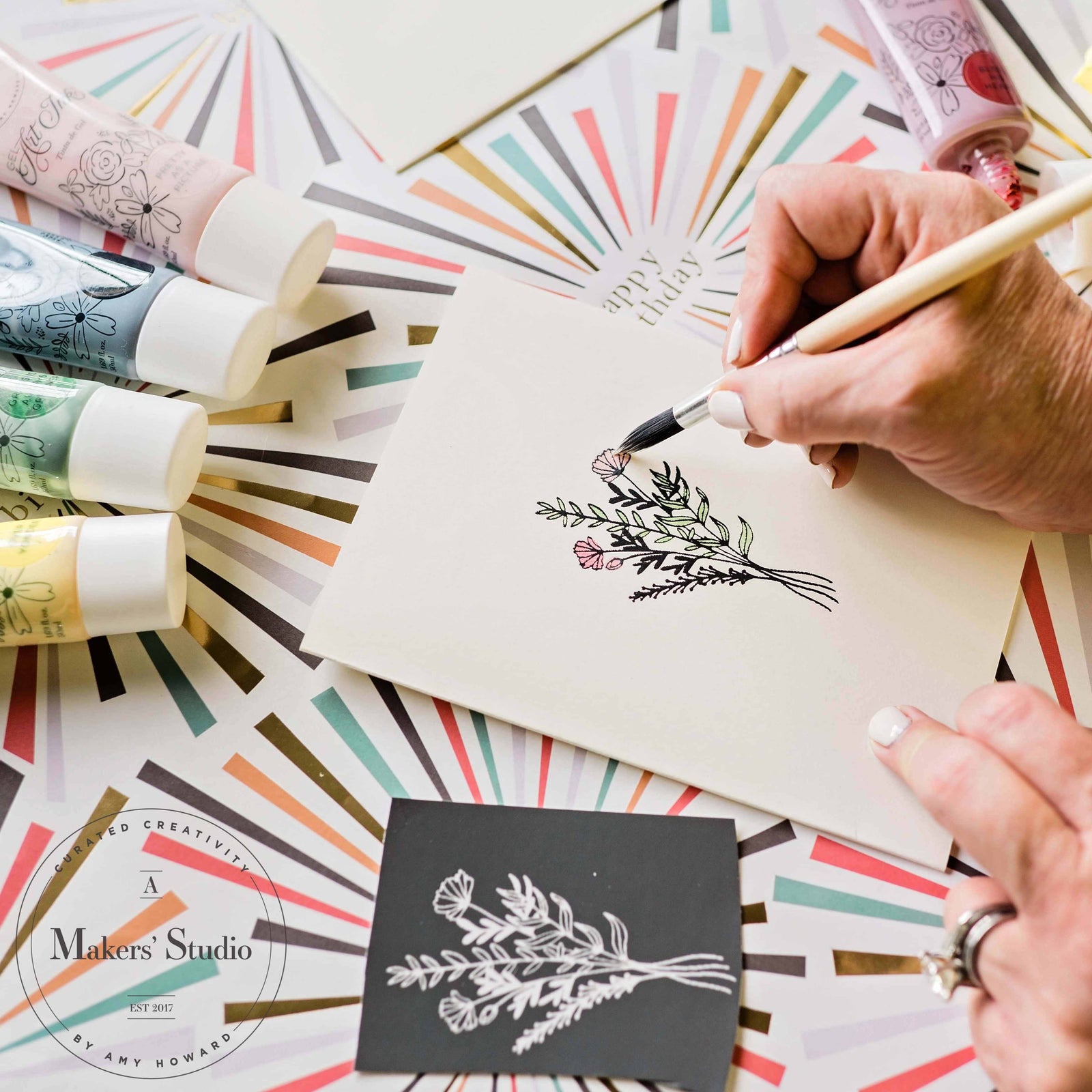 Set of 4 Folded Notecards and Envelopes 5x7