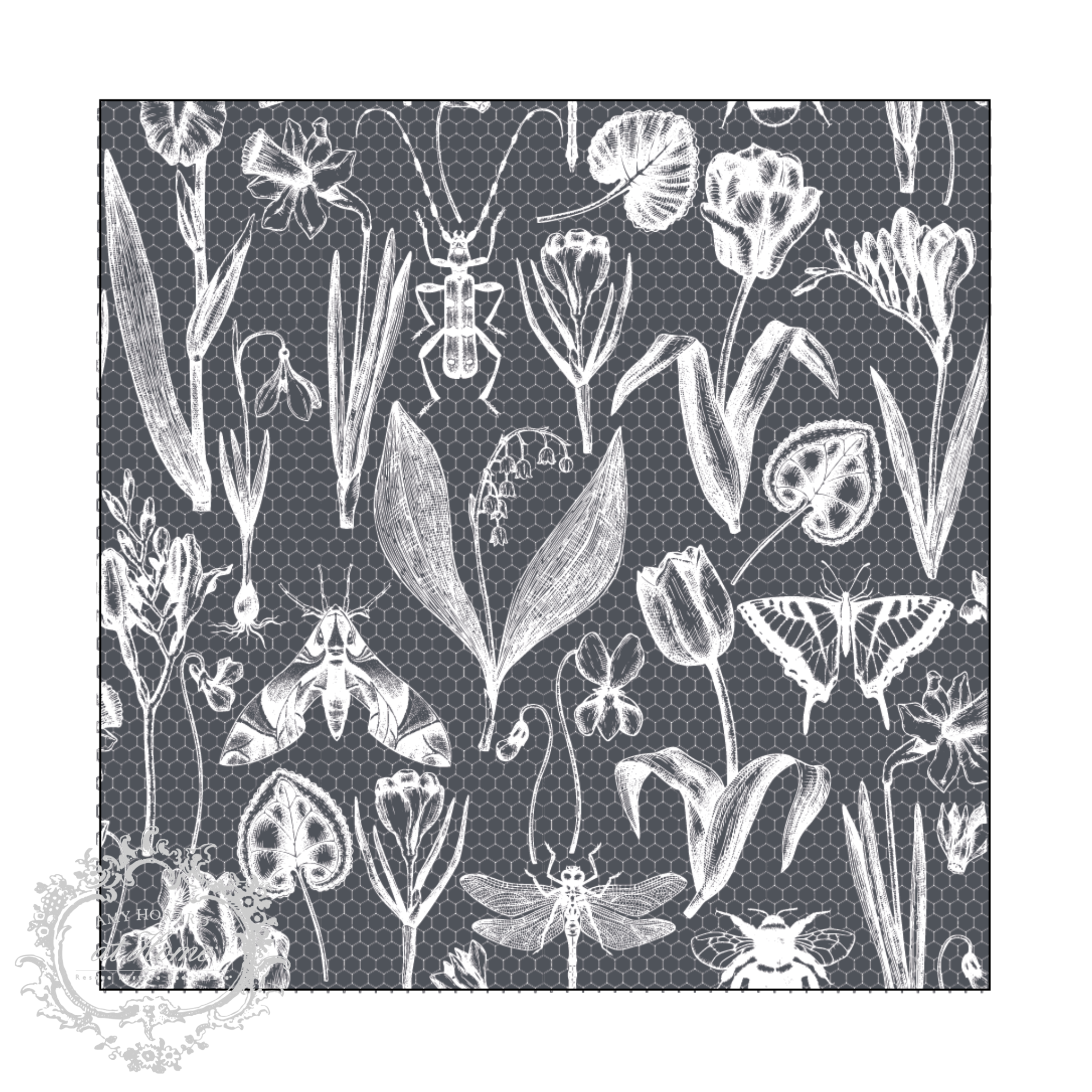 Flowers and Insects - Mesh Stencil - 12x12