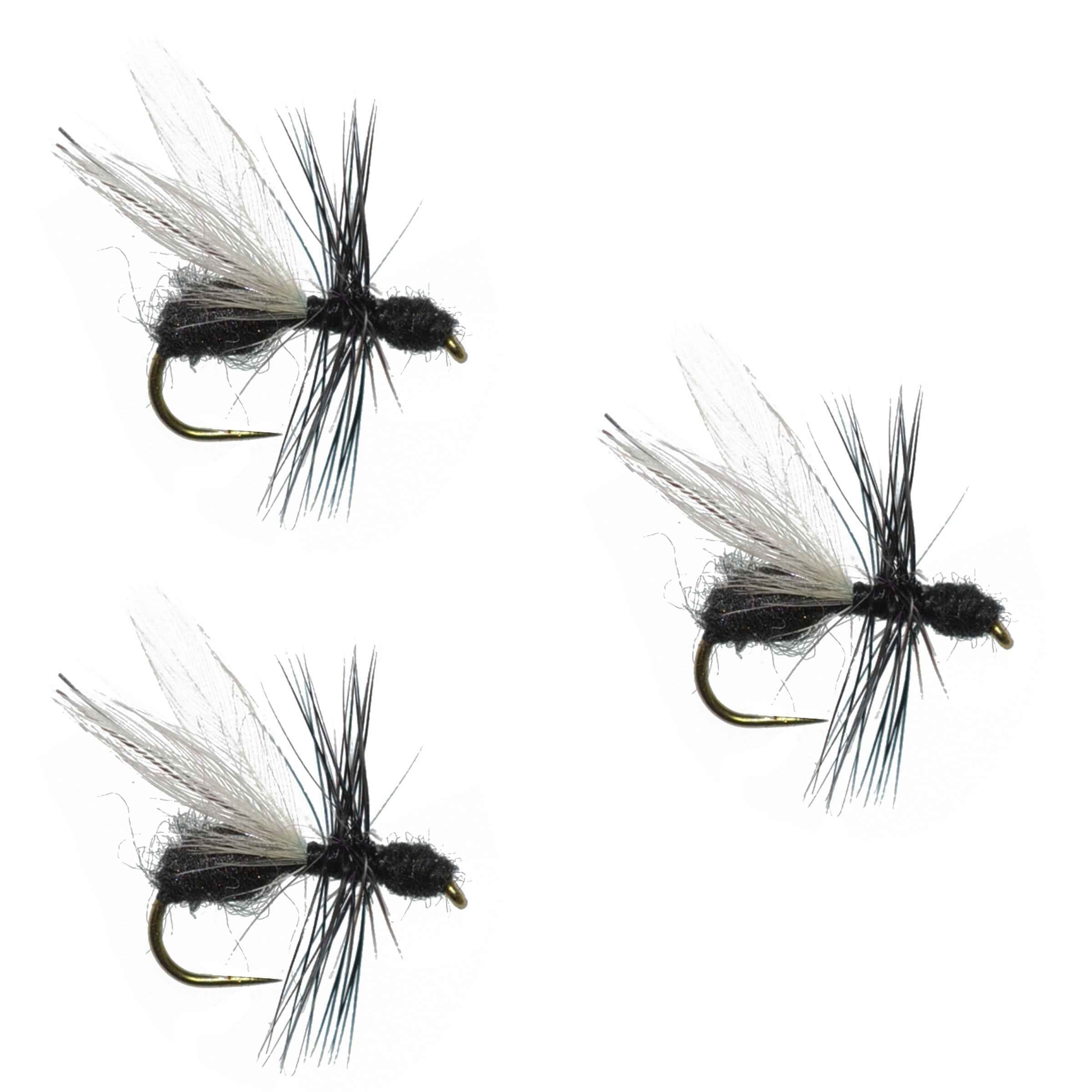 3 Pack Black Fur Flying Ant Terrestrial Trout Dry Fly - Hook Size 18
