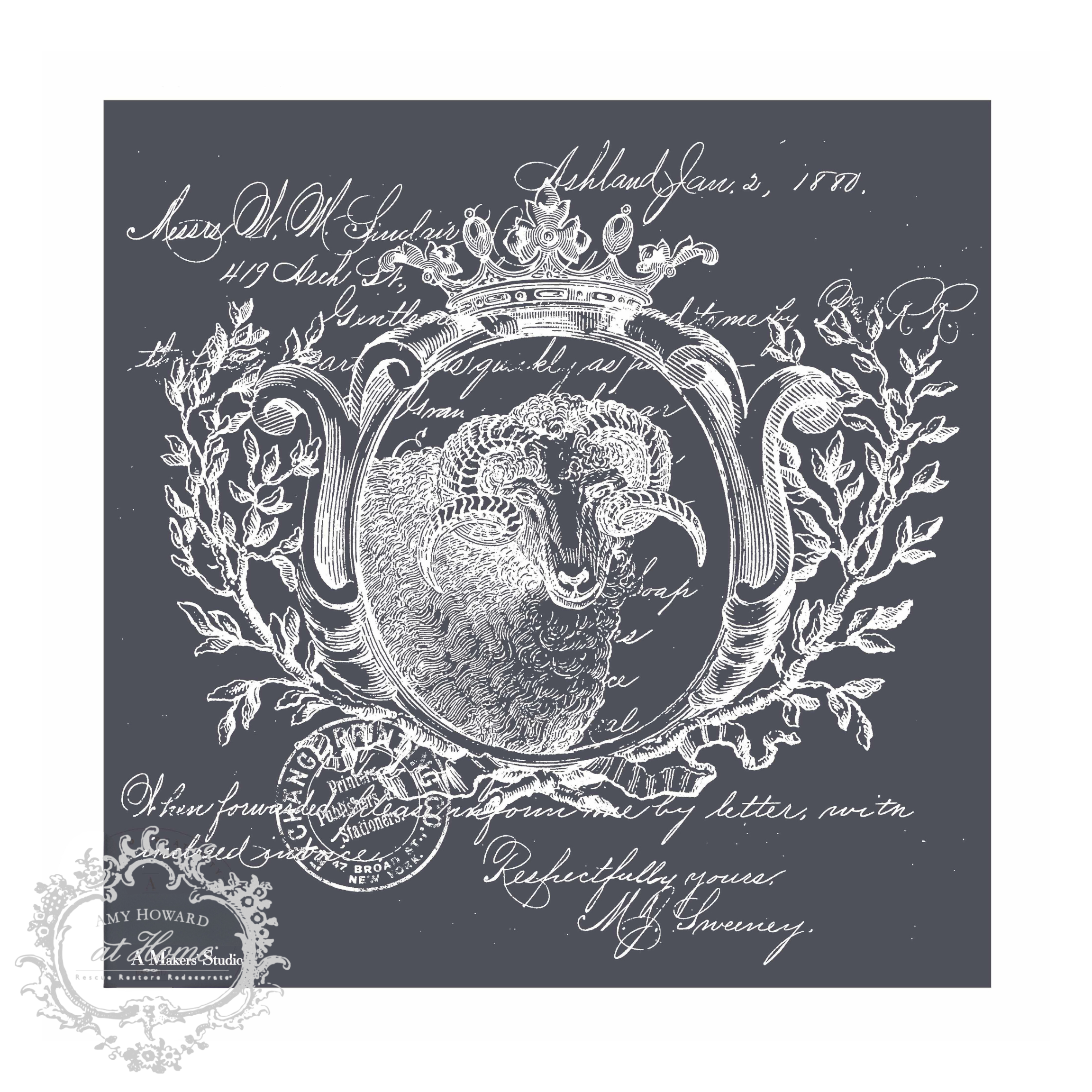 French Ram - Mesh Stencil 12x12