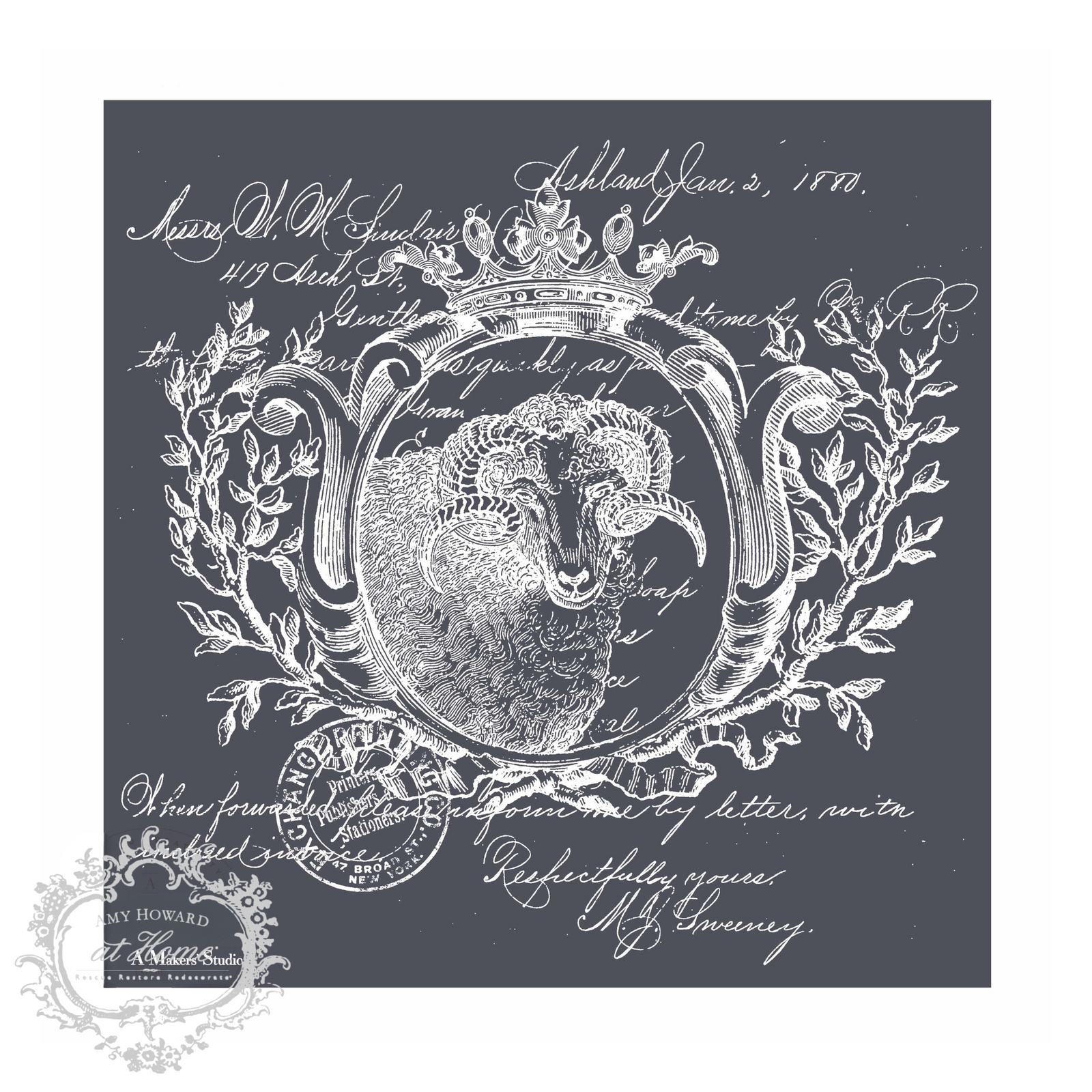 French Ram - Mesh Stencil 12x12