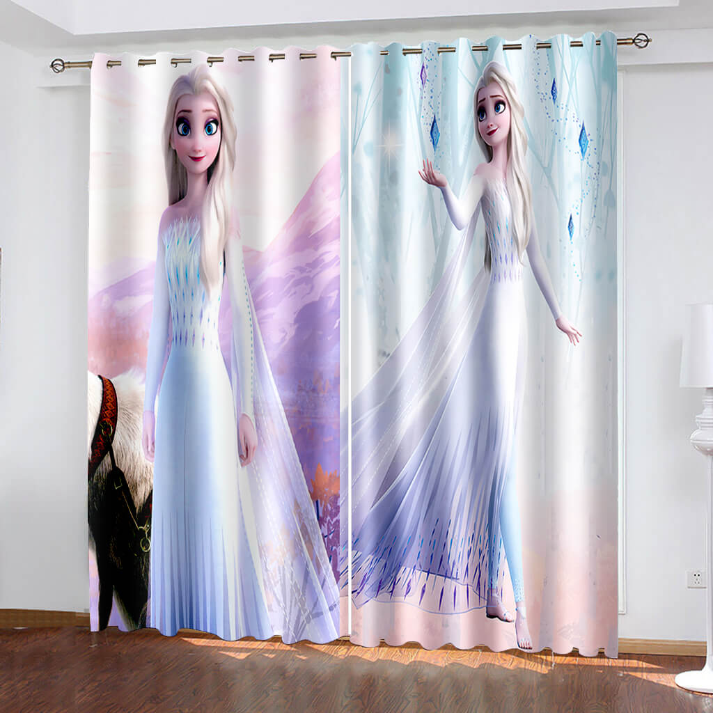 Frozen 2 Elsa Curtains Cosplay Blackout Window Drapes