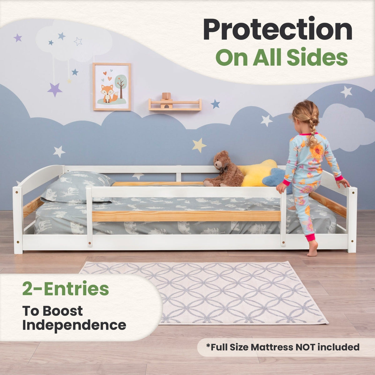Full-Size Montessori Floor Bed with Strong Slatted Frame