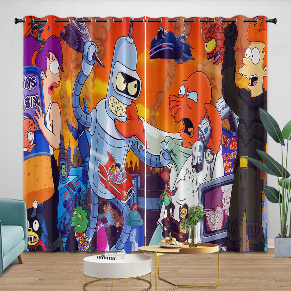 Futurama Curtains Blackout Window Drapes