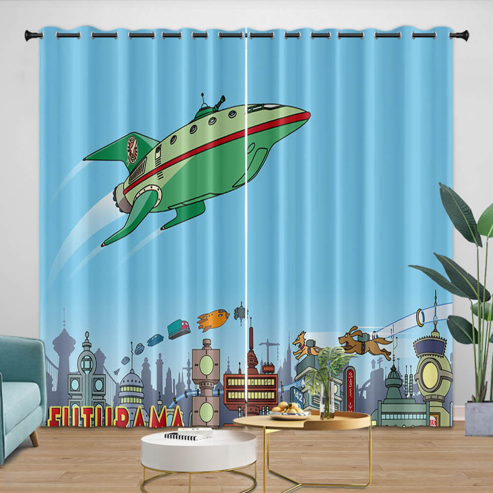 Futurama Curtains Blackout Window Drapes