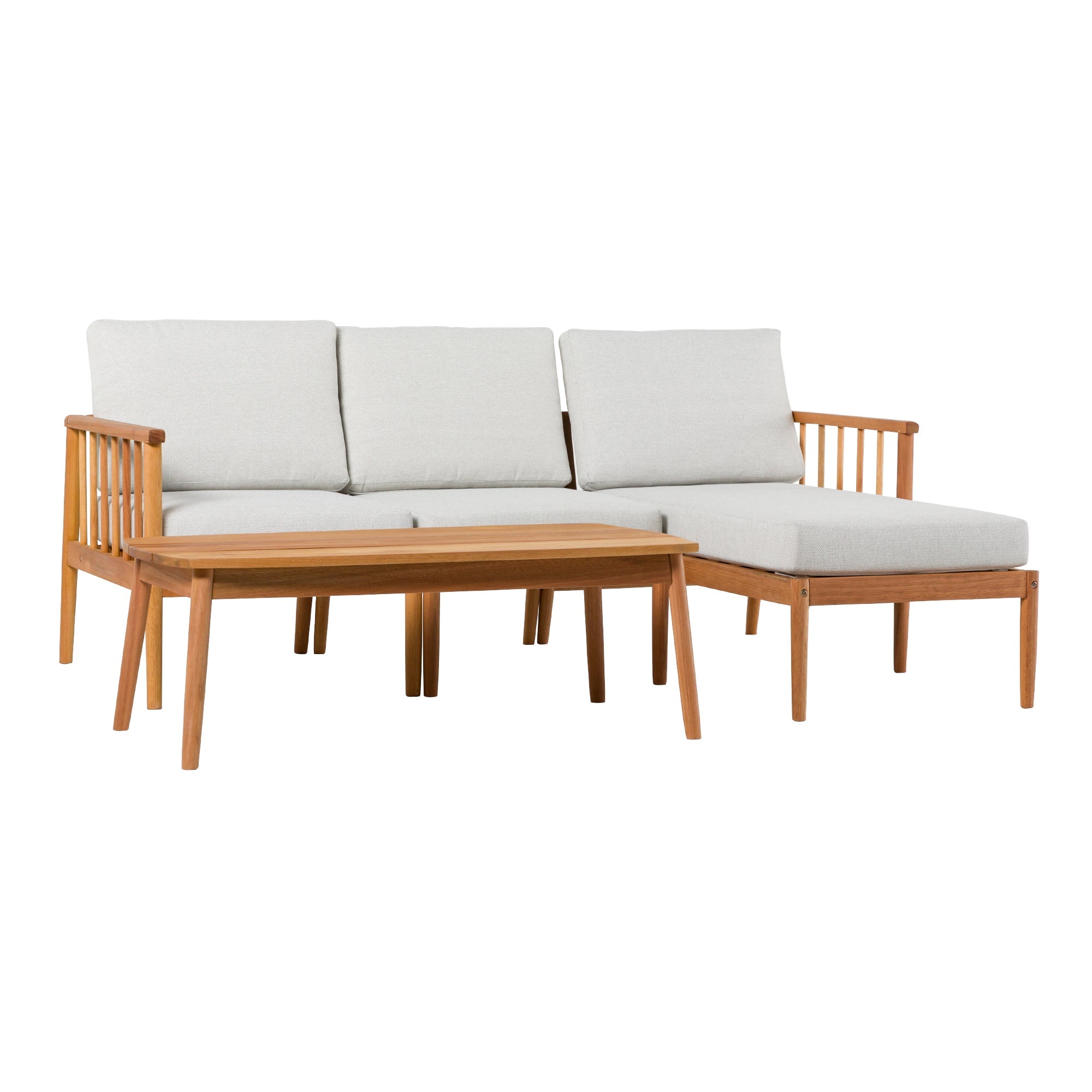Circa Modern 4-Piece Spindle Solid Wood Outdoor L-Shaped Sectional Set