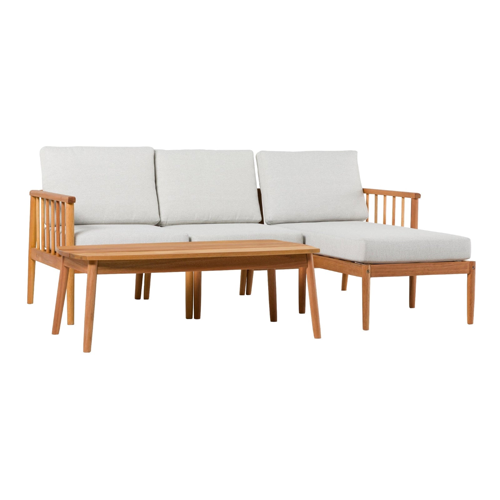 Circa Modern 4-Piece Spindle Solid Wood Outdoor L-Shaped Sectional Set