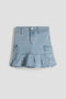Girls Pleated Denim Mini Skirt