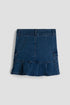 Girls Pleated Denim Mini Skirt