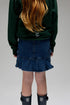 Girls Pleated Denim Mini Skirt