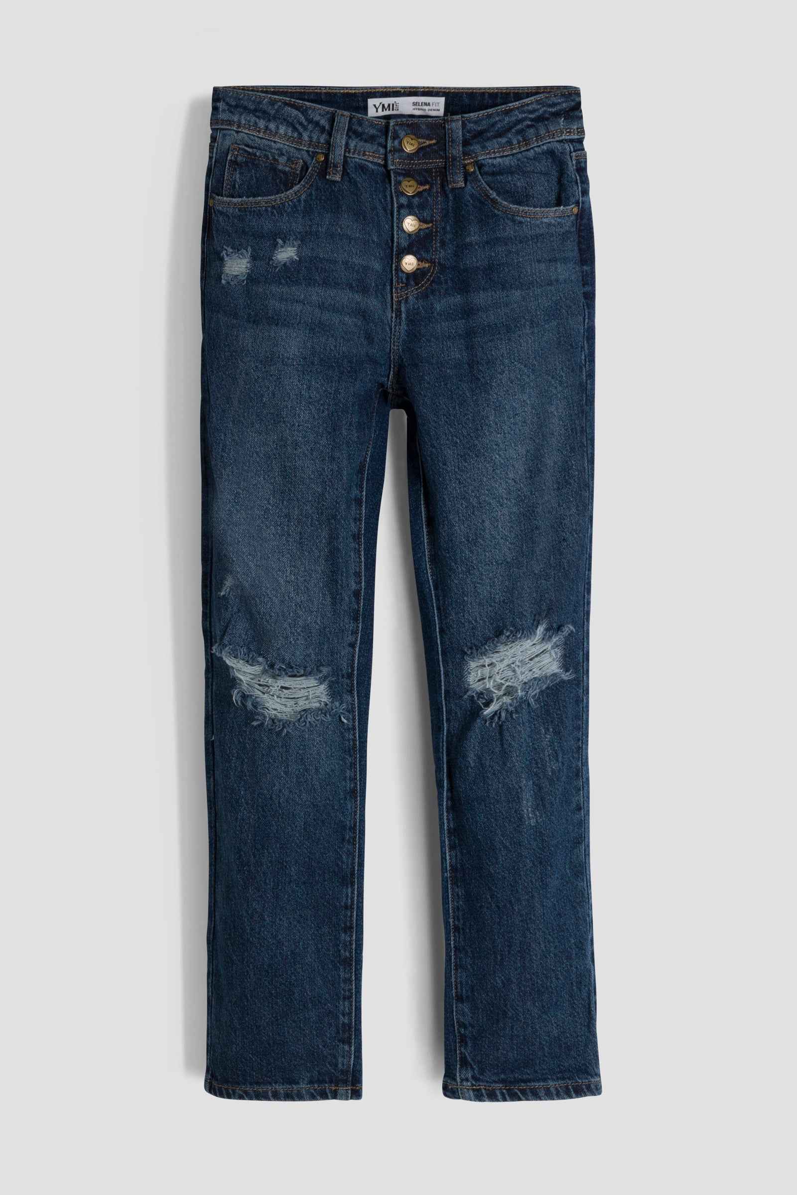 Girls Selena Dream Button Fly Straight Hybrid Jeans