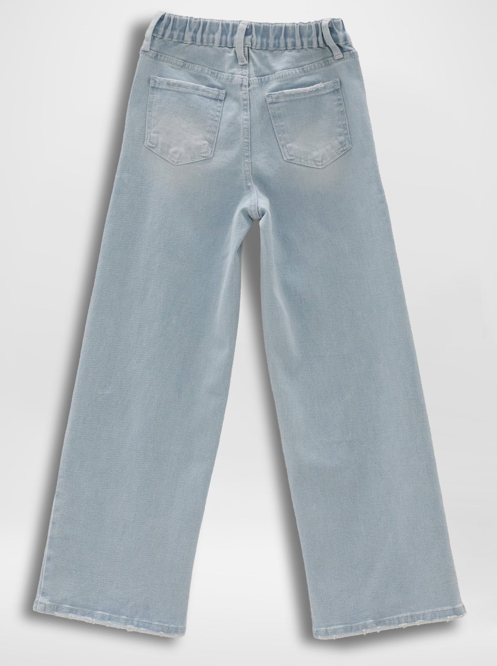 Girls Wide Leg Elastic Back Jeans