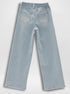 Girls Wide Leg Elastic Back Jeans