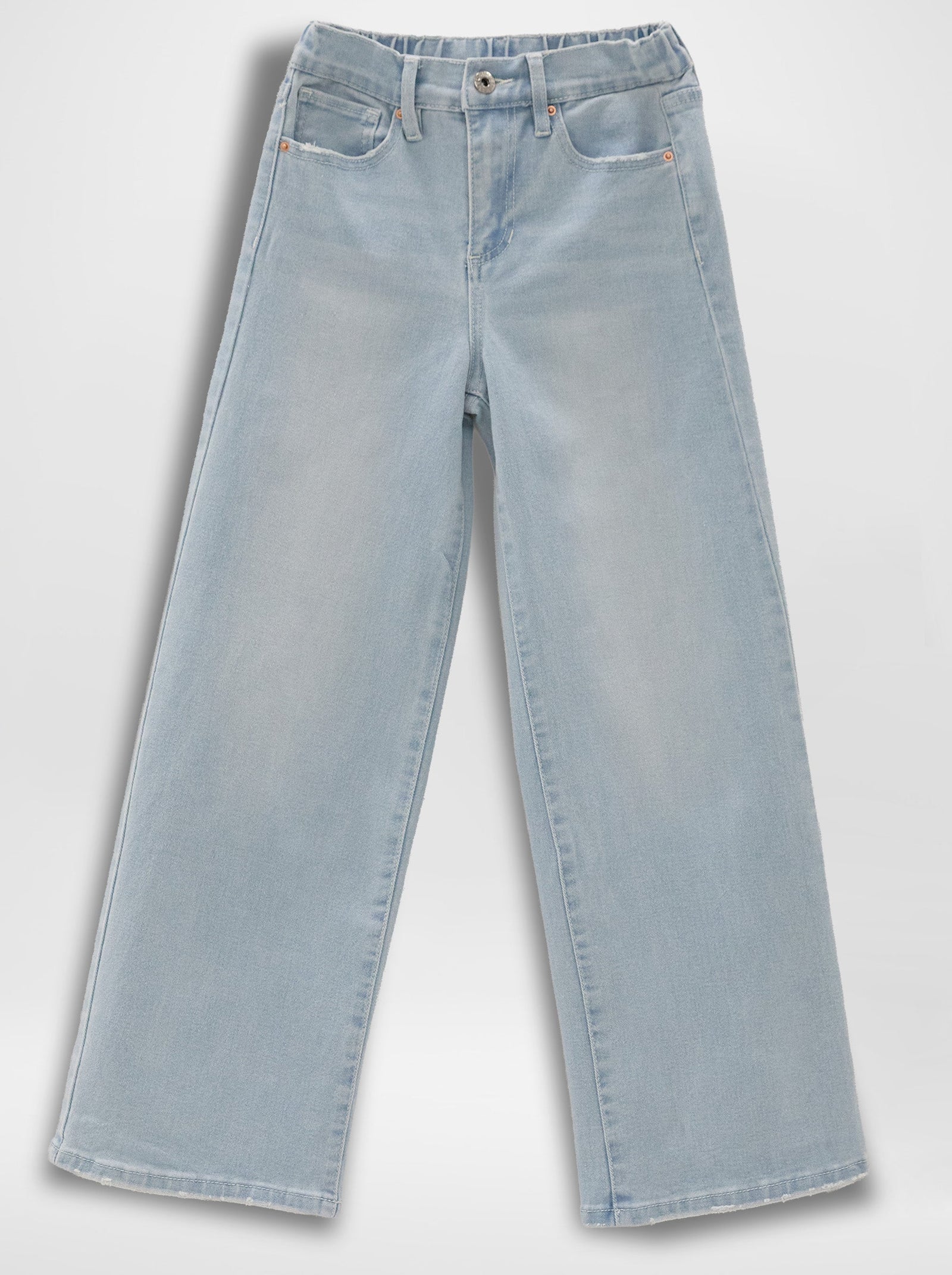 Girls Wide Leg Elastic Back Jeans