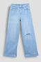 Girls Elastic Back Wide Leg Jeans