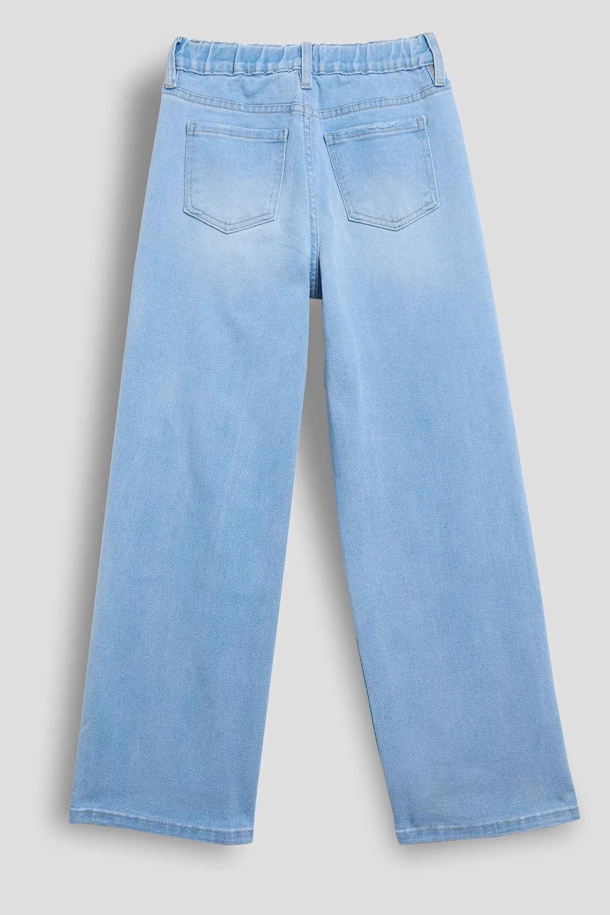 Girls Elastic Back Wide Leg Jeans