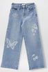 Girls Tattoo Print Wide Leg Jeans