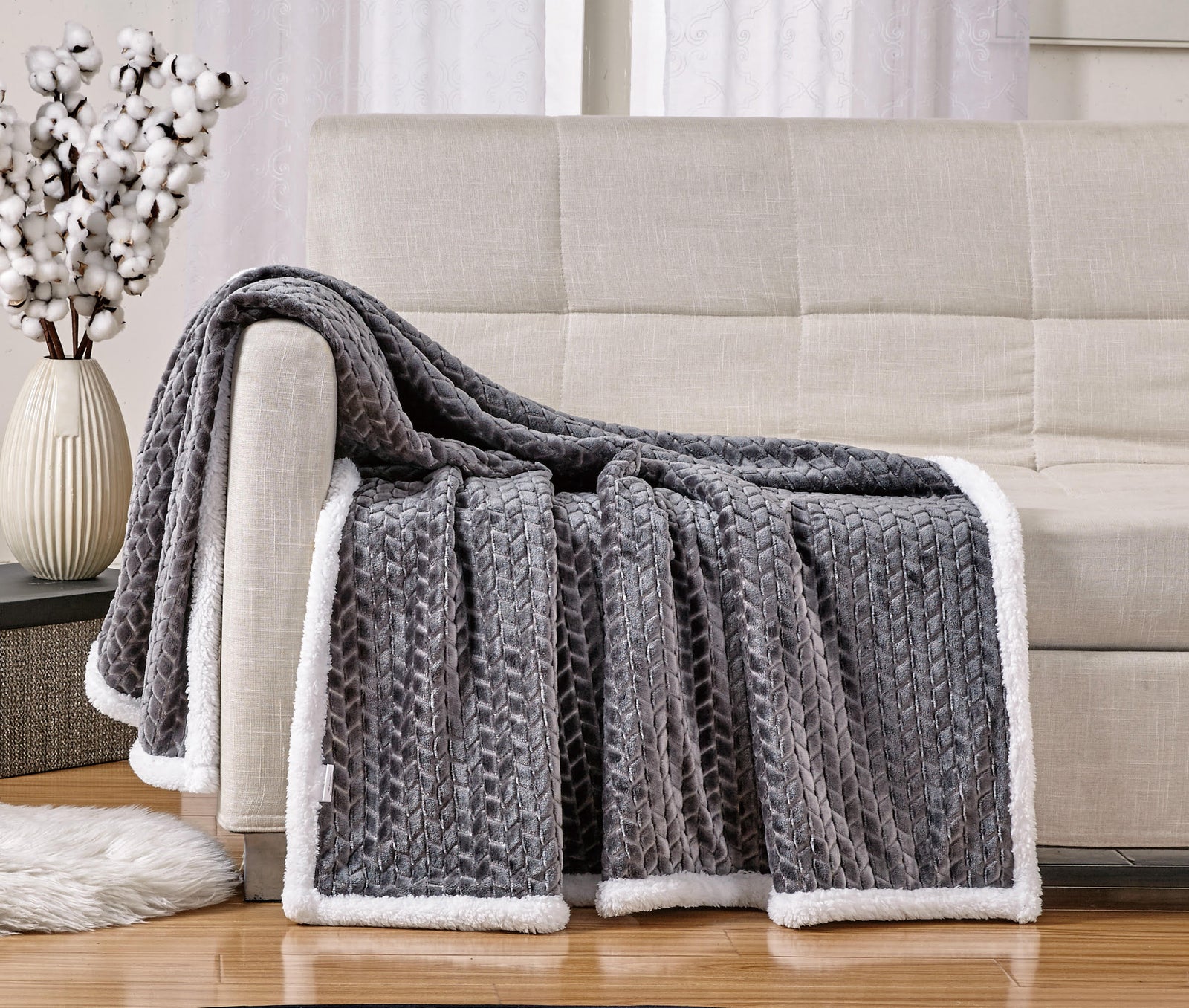Decor & More Home Essentials Braided Sherpa Blanket