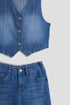 Girls Cece Denim Vest & Wide Leg Jeans Set